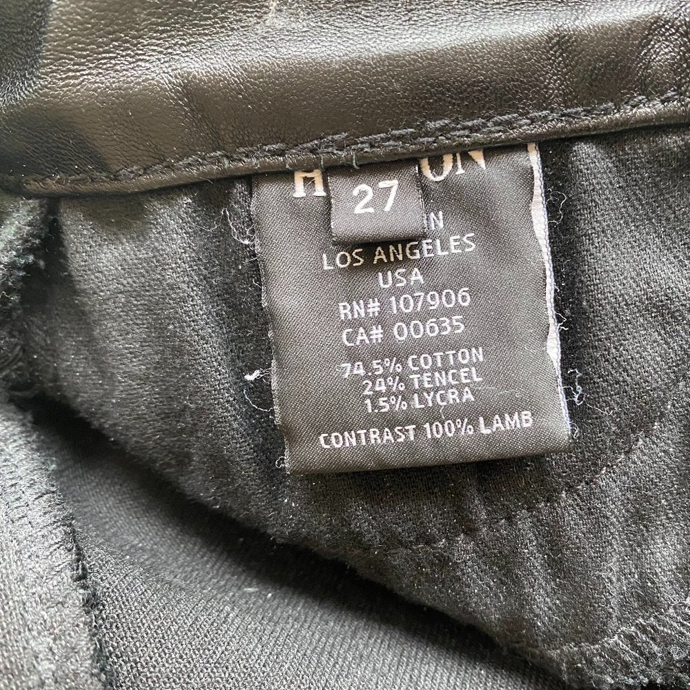 Hudson Jeans Black Denim "Leeloo" Jeans with Leather Stripe Size 27 - Picture 6 of 10